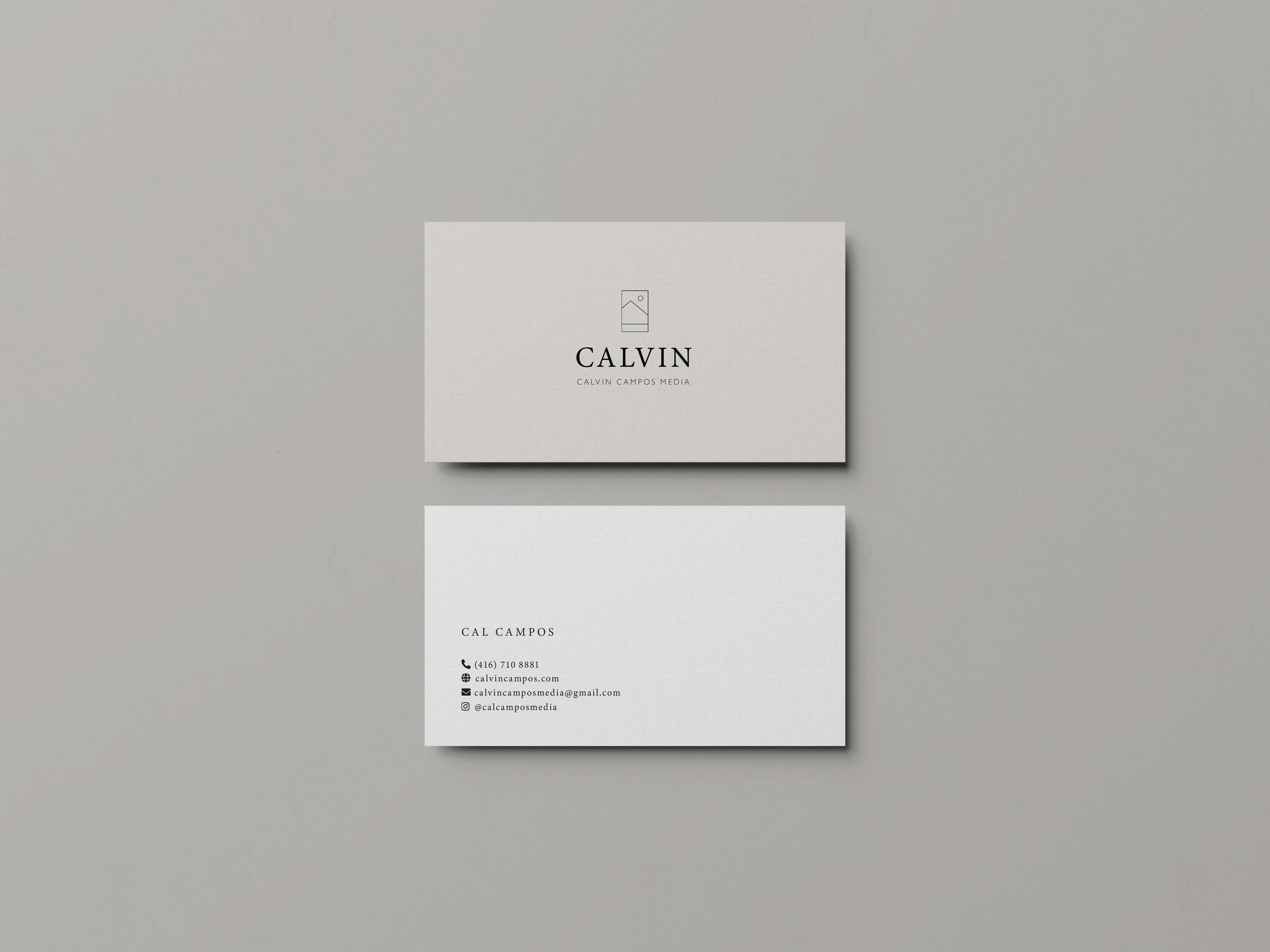 Calvin Campos Media business card, back and front