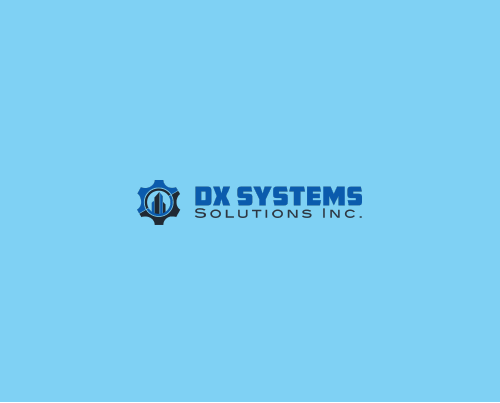 DX Systems Solutions logo on blue background
