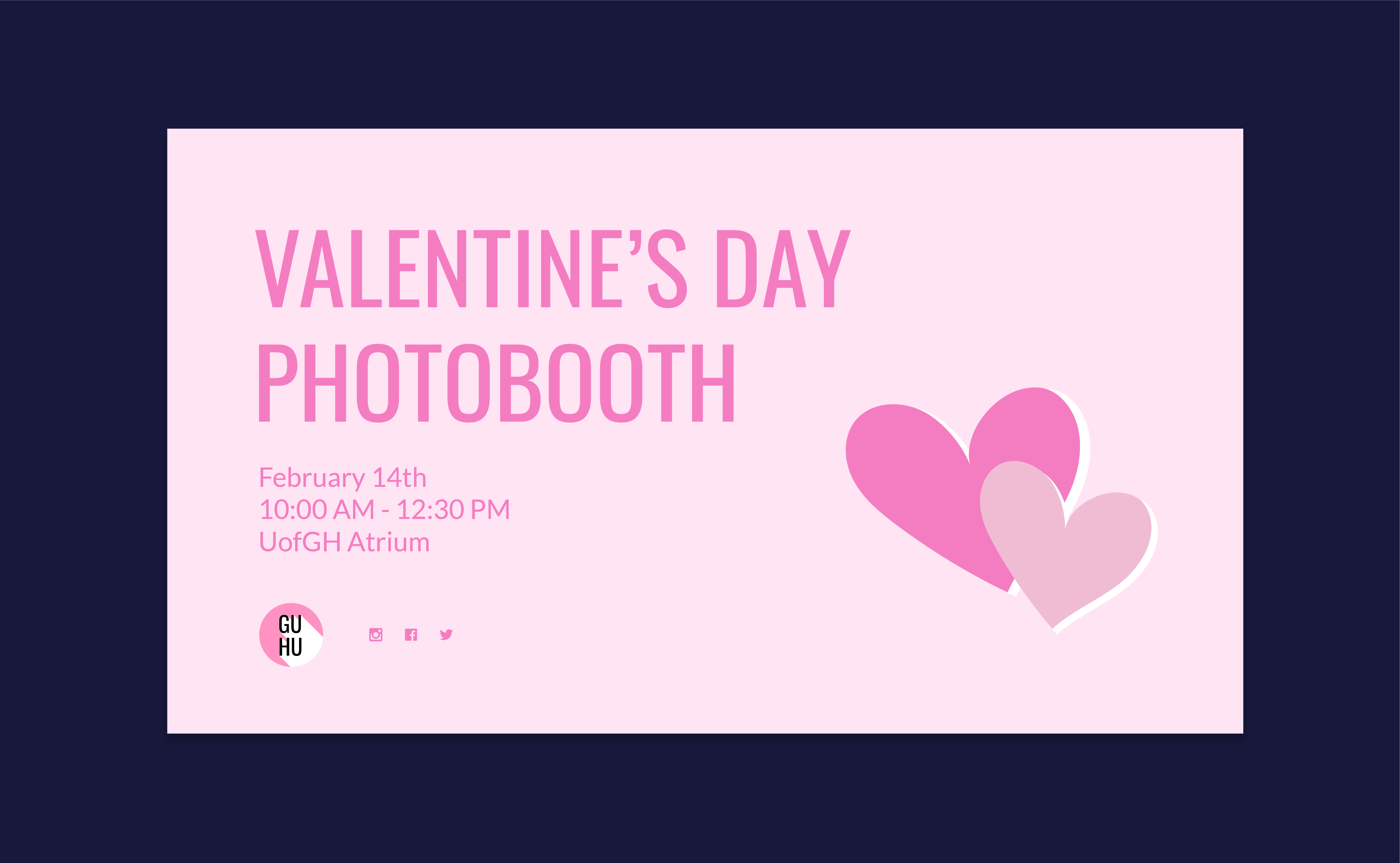 GuHu Media Society promotional screen graphic for Valentines Day Photobooth