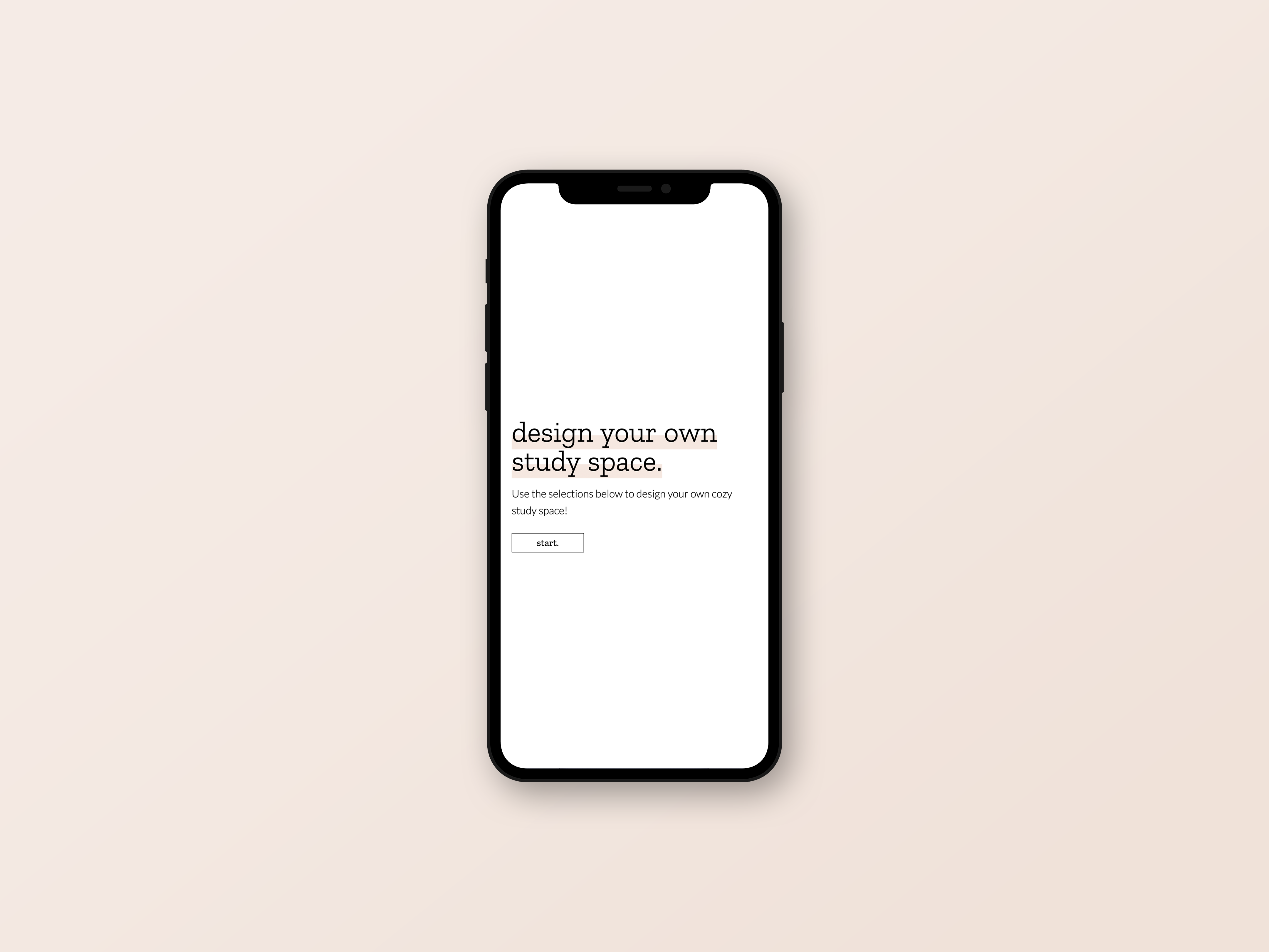 Design a Study Space page on an iPhone screen